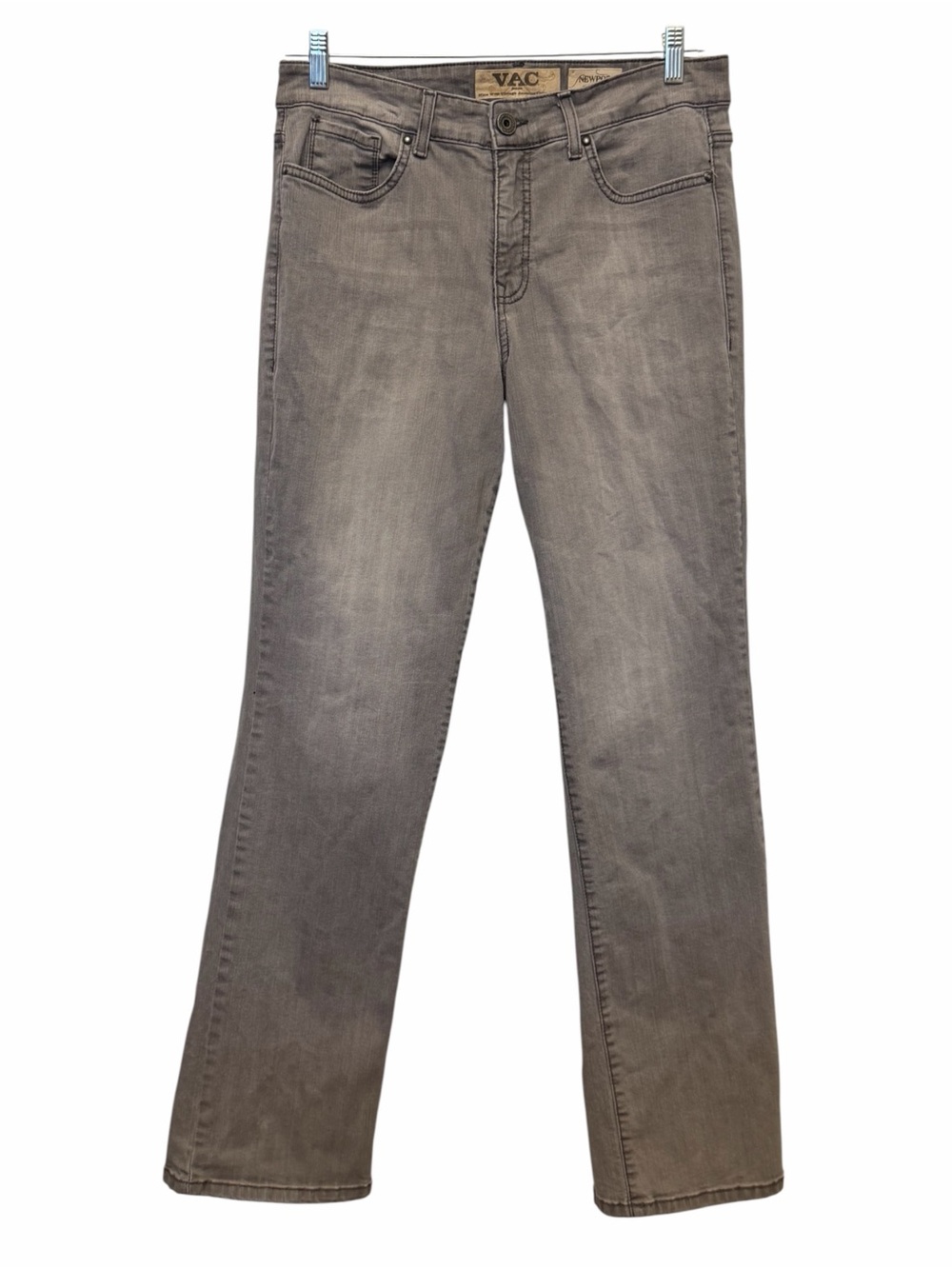 Nine West VAC Women Gray Stretch Denim Boot Cut Jeans Newport Straight Leg Sz 14